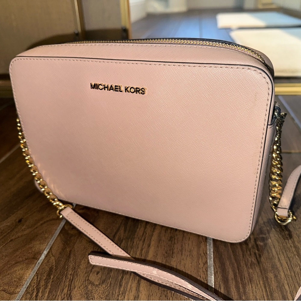 Michael Kors Blush Crossbody Bag with Gold Chain